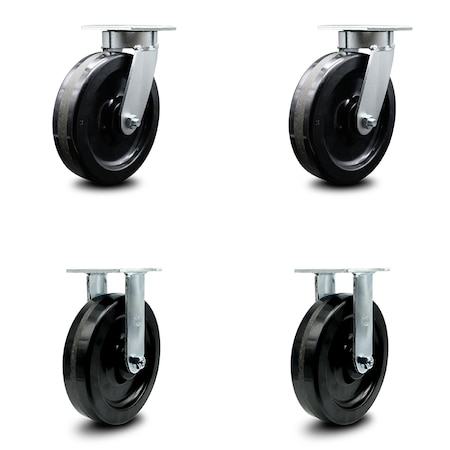 Service Caster 8 Inch Kingpinless Phenolic Wheel Swivel Caster Swivel 2 Rigid SCC, 2PK SCC-KP30S820-PHR-2-R-2
